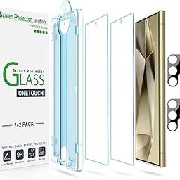 amFilm [2+2 Pack OneTouch Tempered Glass Screen Protector Guard for Samsung Galaxy S24 Ultra 6.8 Inch with Camera Lens Protector, 9H Hardness, Easy Installation and Bubble Free.-11