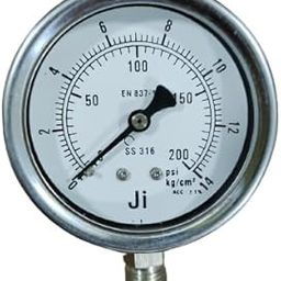 "Ji" Japsin Instrumentation Industrial Pressure Gauge, 2 1/2" Dial, Range 0 to 14 Kg/Cm2 with Dual Scale of 200 PSI, Direct Mounting Bottom Entry, 1/4" BSP (M) Connection, SS Case & SS Wetted Parts-image-31