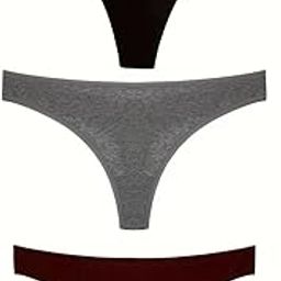 Womens Seamless Thong Panty, Pack of 3, Color Black,Grey, Maroon-image-80