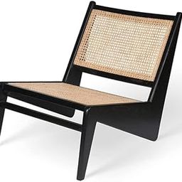 Modern Rattan Lounge Chair – Black Wood Frame, Natural Cane Weave, Low Profile Design-image-44