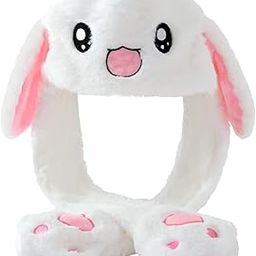 Unisex Plush Animal Hats Rabbit Cap Cute Jumping Hat Rabbit Hat with Moving Ears TIK Tok Cap Gift (Pink)-image-70