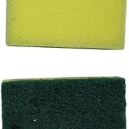 2 in 1 Pad Dual-Layer Kitchen Cleaning Sponge with Scrubber | Heavy Duty Scrub Pad for Utensils, Dishes, Cookware | Reusable Yellow Green Dishwashing Sponge for Home (Pack of 6)-image-20