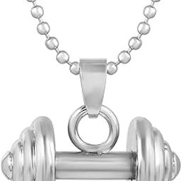 Stainless Steel Triple Plate Weightlifting Dumbbell Pendant Necklace Gym Fitness Jewelry For Men Women-11