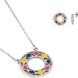 by CaratLane Chokti Pattern Earrings and Necklace Matching Set crafted in 925 Silver for Women-image-15