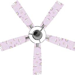 VVWV Unicorn Rainbow Pink Vinyl Ceiling Fan Blade Cover Printed Stickers for Kids Room, Nursery, Kindergarten, Kids Space Fan Covers L x H 16 x 50 Cms - 5 Pcs-picture-19