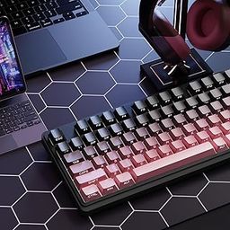 EWEADN V102 Wireless Keyboard, 99 Keys Membrane Gaming Keyboard with Smart Display & Knob, Bluetooth/2.4GHz/USB-C Computer Keyboards, Wireless RGB Keyboards for MAC Xbox PC Gamer-Gradient Pink-image-56