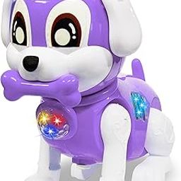 VGRASSP Electric Walking Bone Dog Toy for Kids - Musical Puppy with LED Lights, Music and Bouncing Walk Function - Birthday Gift for Toddlers - Color As Per Stock-image-1