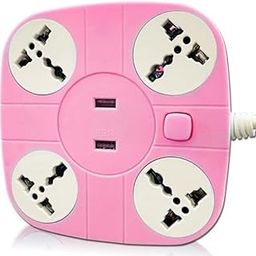 Extension Cords with Dual USB Port (2.1A) | Stylish & Sturdy 6 Socket Extension Board (Pink)-11