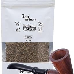 Gau Wellness Ayurvedic Herbal Smoking Mixture Blend 30 gram - 100% Nicotine Free & Tobacco Free With 1 Classic Wood Brown Pipe | Made With Natural Clove, Tulsi and Other Ayurveda Herbs(Addiction Free)-image-104