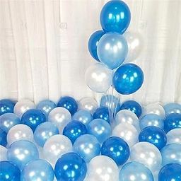 Flyloons Blue Sky Blue White Balloons Pack of 50 for birthday decoration items also suitable for Anniversary, Wedding, Celebration, Party-23