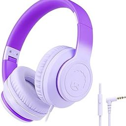 RockPapa L22 Children's Headphones, Cable Headphones for Children, 3.5 mm Aux Jack, Adjustable Headband with Microphone, Foldable Headphones Over-Ear for School, Travel, Boys, Girls (Gradient Purple)-13