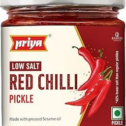 Priya Low Salt Red Chilli Pickle 210g - Homemade Lal Mirch Achar - Traditional South Indian Taste-image-37