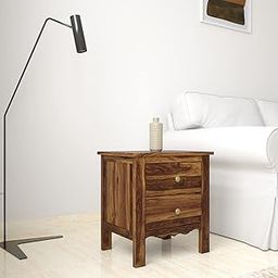 Amazon Brand - Solimo Mehraab Bedside Table with Two Drawers (Solid Sheesham Wood, Natural Finish)-image-23
