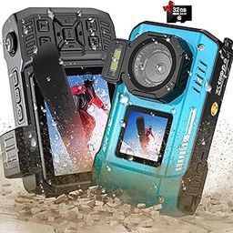 8K UHD 70MP Digital Camera with 32GB Card Rugged Waterproof Dustproof Shockproof Dual-Screen Selfie 33FT Underwater Camera for Snorkeling Autofocus Point and Shoot Digital Camera (Blue)-picture-11
