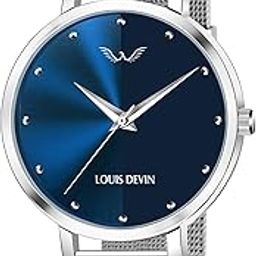 LD-L144-BLU-CH Mesh Blue Dial Silver Band Stainless Steel Chain Analog Wrist Watch for Women-image-41