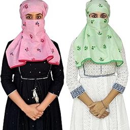 Cotton Export quality scarf mask Women Hijab for 12 yrs. and above,2 piece-image-28