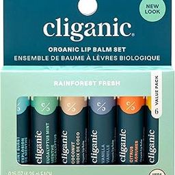 Cliganic USDA Organic Lip Balm Set - 6 Assorted Flavors - 100% Natural Lip Butter Chapstick for Cracked & Dry Lips-image-58