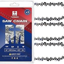 TM TWOMEM 16 Inch Chainsaw Chain .325" Pitch, 050" Gauge, 66 Drive Links Fits Husqvarna 435 and More 3 Pack-image-76
