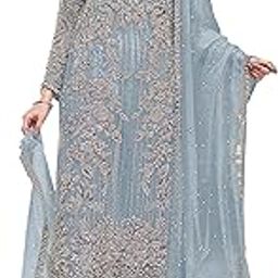 Organza Embroidered Semi Stitched Anarkali Suit For Women-image-35