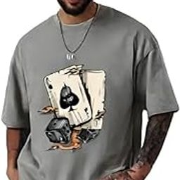 Men’s Oversized Printed T-Shirt | Poly Cotton | Fun & Quirky Graphic Tee | Casual Loose Fit Summer T Shirt-image-11