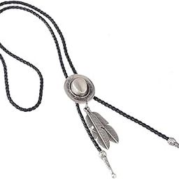 Black PU Leather Western Cowboy Rodeo Bolo Tie Bola Necklace Antique Silver | Bolo Ties | Mens Jewelry-image-33