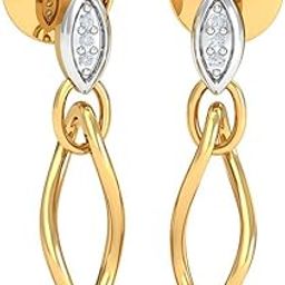18KT Yellow Gold Diamond Camilla Beauty Dangling Drop Earrings for Women-image-98