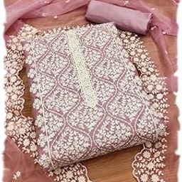 Most trending Pure Chanderi And Handwork Unstitched Salwar suit Dress material With Beautiful Organza Dupatta free size for womans-picture-17