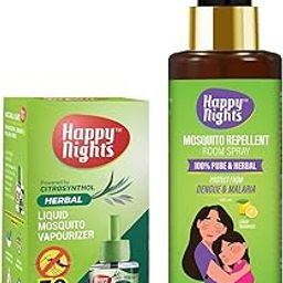 Happy Nights Herbal Mosquito Repellent Room Spray & Liquid Vaporizer Refill with Machine Combo Mosquito Protection Safe for Baby (100ml Lemon Fragrance Spray | 45ml Lemon Herbal Refill & Machine)-image-98