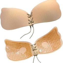 HOB Reusable Butterfly Bra Push Ups Invisible Bra for Backless & Lift (D Cup) Skin-image-25
