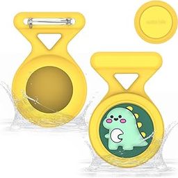 Waterproof Air Tag Holder Cartoon Dino Yellow Brooch Pin Air Tag Holder Silicone Waterproof Air Tag Holder Anti-Lost Brooch Pin Air Tag Holder For Kids, Luggage, Bag, Backpack-image-23