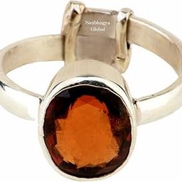 5.00-6.00ct Bezel Setting Gomed/Hessonite Silver Adjustable Ring Original & GSI Certified AAA Quality Astrological Gemstone-image-16