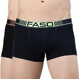 Faso Men Trunk Pack of 2, Neon Elasticized Ultrasoft Waistband Solid Boxer Breathable Brief-image-70
