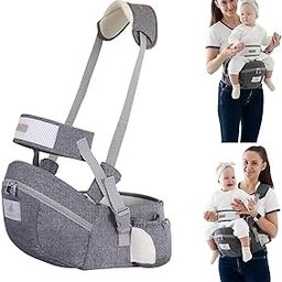 PLAYLO Ergonomic 3D Mesh Baby Hip Carrier Shoulder Strap - Adjustable Baby Sling, Lightweight Breathable Baby Carrier Wrap with Thick Shoulder Straps for 0-36 Months Infant (Black &Gold)-image-40