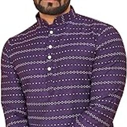 Arister Men's Cotton Kurta Geometric Print, Full Sleeve, Regular Fit, Mandarin Collar, Traditional Indian Wear-image-2