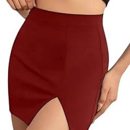 Workout and Casual Mini Skirt with Side Splits, High Waisted, Black-image-35