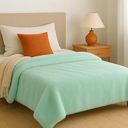 BBS Home Luxury Rabbit Faux Fur Blanket | 500 GSM Super Soft, Heavyweight, Fluffy Throw for Bed & Couch | Elegant & Warm Winter Blanket (Size - 230 x 240 cm, Colour - Mint Green, Bag Packing)-image-82