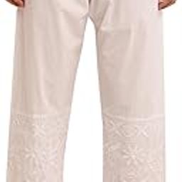 Hand Embrodiderd Lucknow Chikankari Straight Cotton Palazzo Pant-image-93