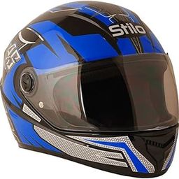 Sage Square ISI Certified ABS Clear Visor, High Standard Safety, Enhanced Design, Extra Comfort, Enhanced Design Proud 45 Full Face Graphic Helmet (Black Glossy-Blue)(Medium)-0