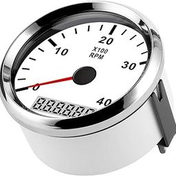 Echocart® Tacho Meter, Tachometer Gauge 4000RPM for Ships Boats Yachts(Silver frame on white)-22