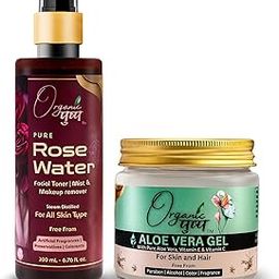 Organic Pushp Rose Water & Aloe Vera Gel Combo – 200ml + 200g | Pure, Natural Skincare Duo with Vitamin E & C | Hydrating Toner + Soothing Gel | For Face, Hair & DIY Beauty-20