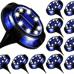 K.E.J. Solar Ground Disk Lights Outdoor Powered Waterproof In-Ground, Landscape Lighting Easter Decoration for Garden Lawn Patio Pathway Yard Deck Walkway Driveway-picture-0