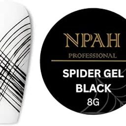 NPAH BLACK color Spider-Gel | Painting Elastic Drawing SpiderGel for Nail Art | Soak off UV LED Nail-Gel | Drawing NailGel for Line, DIY Nail Art Manicure with Brushes (SPIDERGEL-BLACK)-image-22