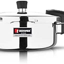 Bergner Argent Elements Triply Stainless Steel 3.5 Liters Outer Lid Pressure Pan, Triply Bottom Mini Pressure Cooker, Safety Gasket, Mirror Finish, Induction Bottom and Gas Stove Ready - Silver-image-46