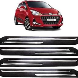 Fabtec Bumper Protector Guard Double Chrome Strip for Hyundai Grand i10 (Set of 4) Black (Double Chrome Strip)-image-5