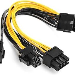 8 Pin PCI-E to 2 PCI-E 8 Pin (6Pin + 2Pin) Power Splitter Cable, PCI Express Power Cable Connector PC GPU Graphics Video Card Wire for Graphics Card CPU Miner-Yellow,Black-11
