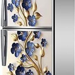 RK Digital Mart Luxury Flowers Fridge Stickers | Double Door Fridge Stickers | Refrigerators Stickers with Self-Adhesive Stickers Easy to Apply (Size 160 x 61cm)-image-64