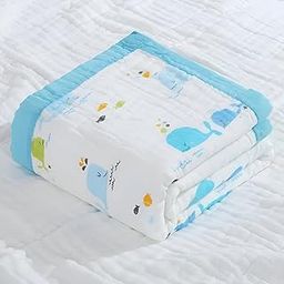 JUST GOODS Baby Blanket | Ultra-Soft & Warm | 100% Cotton | Lightweight & Breathable | Multi-Purpose Use | Machine Washable (Fish Muslin Blanket)-image-84