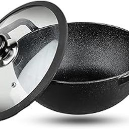 Vinod Legacy Pre Seasoned Cast Iron Kadai with Glass Lid - 4.3 Litre, 26 cm | Naturally Non Stick | Iron kadai for Cooking, deep Frying | 100% Pure | Toxin Free | Safety Sleeve-image-41