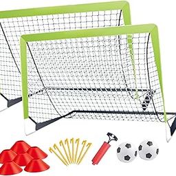 LOOM TREE Kids Soccer Goals Lightweight with Soccer Ball for Outdoor Sport Garden Yard Green 2Pcs Net | 1 Set Soccer Nets-image-46