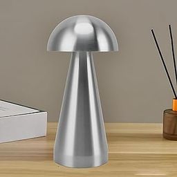 Divik Modern Table Lamp with Touch Control - USB Rechargeable Table Light with 3 Color Temperatures Stylish Metal Mushroom & Pyramid Design for Bedside & Home Décor (1Pcs) (Mushroom Shape)-8